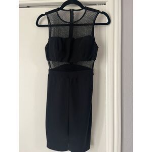 Elegant Black Mesh Panel Cocktail Dress Evening Party Formal Wear Size‎ S